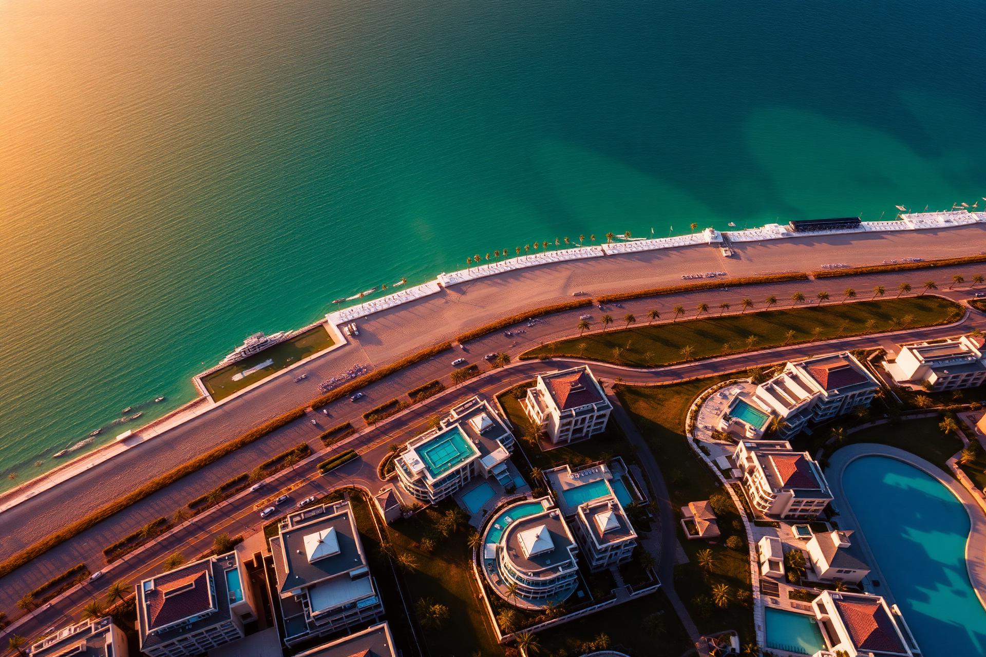 Aerial Dubai coastline